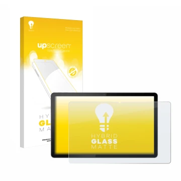 Vorderseite einer Produktverpackung mit dem Markenlogo upscreen. Daneben ist das Gerät Lenovo Tab P11 (im Querformat) mit dem 