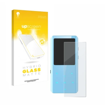 Vorderseite einer Produktverpackung mit dem Markenlogo upscreen. Daneben ist das Gerät AGPtek A19X mit dem zugehörigen Display