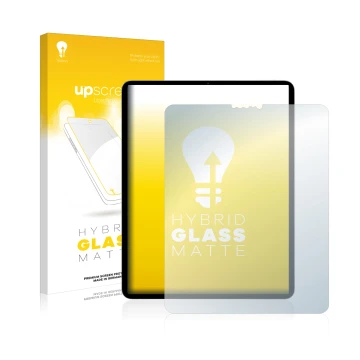 Vorderseite einer Produktverpackung mit dem Markenlogo upscreen. Daneben ist das Gerät Apple iPad Pro 11