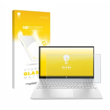 Vorderseite einer Produktverpackung mit dem Markenlogo upscreen. Daneben ist das Gerät HP ProBook 440 G8 mit dem zugehörigen D