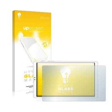 Vorderseite einer Produktverpackung mit dem Markenlogo upscreen. Daneben ist das Gerät Samsung Galaxy Tab A7 Lite LTE 2021 (im