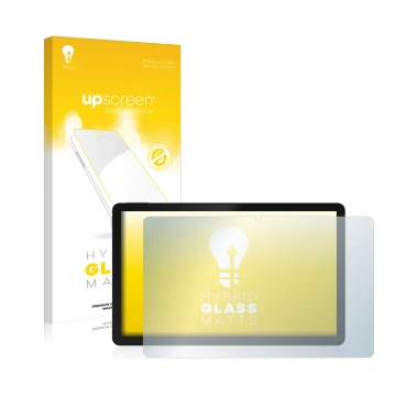 Vorderseite einer Produktverpackung mit dem Markenlogo upscreen. Daneben ist das Gerät realme Pad mit dem zugehörigen Displays