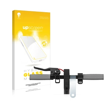 Vorderseite einer Produktverpackung mit dem Markenlogo upscreen. Daneben ist das Gerät Xiaomi Mi 1S mit dem zugehörigen Displa