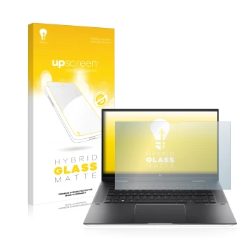 Vorderseite einer Produktverpackung mit dem Markenlogo upscreen. Daneben ist das Gerät HP Envy x360 (15-eX) (359 mm x 228.2 mm