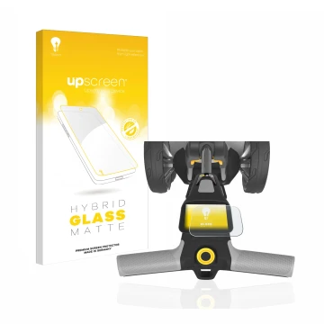 Vorderseite einer Produktverpackung mit dem Markenlogo upscreen. Daneben ist das Gerät PowaKaddy CT6 mit dem zugehörigen Displ