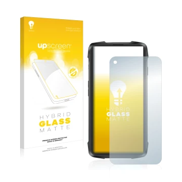 Vorderseite einer Produktverpackung mit dem Markenlogo upscreen. Daneben ist das Gerät Cubot King Kong 7 mit dem zugehörigen D