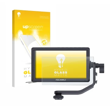 Vorderseite einer Produktverpackung mit dem Markenlogo upscreen. Daneben ist das Gerät Feelworld FW568 5.5