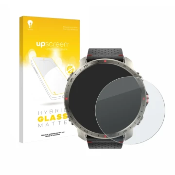 Vorderseite einer Produktverpackung mit dem Markenlogo upscreen. Daneben ist das Gerät Polar Grit X Pro Titan mit dem zugehöri