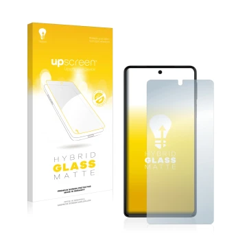 Vorderseite einer Produktverpackung mit dem Markenlogo upscreen. Daneben ist das Gerät Motorola Edge 30 Pro mit dem zugehörige