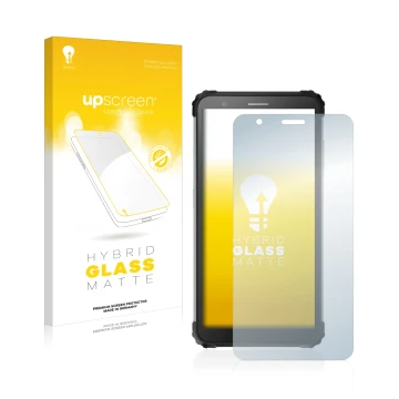 Vorderseite einer Produktverpackung mit dem Markenlogo upscreen. Daneben ist das Gerät Blackview BV6600 Pro mit dem zugehörige