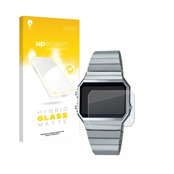 Vorderseite einer Produktverpackung mit dem Markenlogo upscreen. Daneben ist das Gerät Casio A700WE mit dem zugehörigen Displa