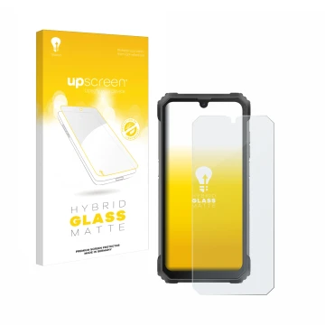 Vorderseite einer Produktverpackung mit dem Markenlogo upscreen. Daneben ist das Gerät Blackview BV8800 mit dem zugehörigen Di