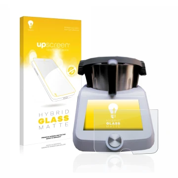 Vorderseite einer Produktverpackung mit dem Markenlogo upscreen. Daneben ist das Gerät SilverCrest Monsieur Cuisine Smart mit 