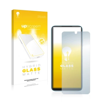 Vorderseite einer Produktverpackung mit dem Markenlogo upscreen. Daneben ist das Gerät Xiaomi Redmi 10 (2022) mit dem zugehöri