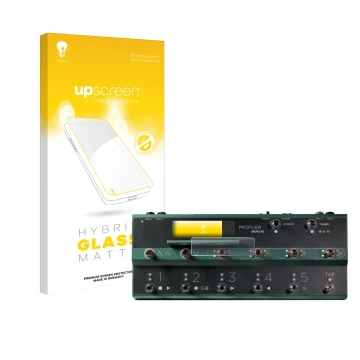Vorderseite einer Produktverpackung mit dem Markenlogo upscreen. Daneben ist das Gerät Kemper Profiler Remote mit dem zugehöri