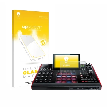 Vorderseite einer Produktverpackung mit dem Markenlogo upscreen. Daneben ist das Gerät Akai MPC X 10.1