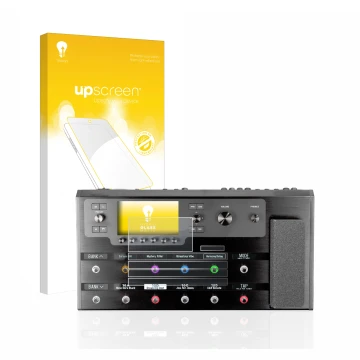 Vorderseite einer Produktverpackung mit dem Markenlogo upscreen. Daneben ist das Gerät Line 6 Helix Floor mit dem zugehörigen 