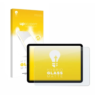 Vorderseite einer Produktverpackung mit dem Markenlogo upscreen. Daneben ist das Gerät Apple iPad Air 5 WiFi 2022 (5. Gen.) mi