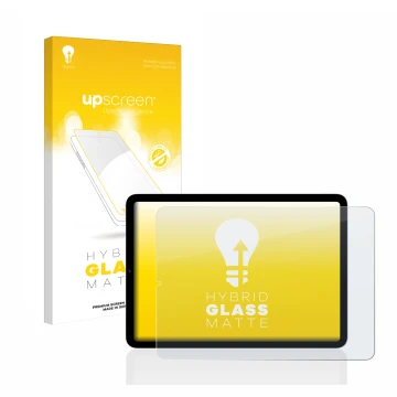 Vorderseite einer Produktverpackung mit dem Markenlogo upscreen. Daneben ist das Gerät Apple iPad Air 5 2022 (5. Gen.) mit dem