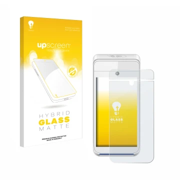 Vorderseite einer Produktverpackung mit dem Markenlogo upscreen. Daneben ist das Gerät Pax A920 mit dem zugehörigen Displaysch