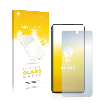 Vorderseite einer Produktverpackung mit dem Markenlogo upscreen. Daneben ist das Gerät Motorola Edge 30 mit dem zugehörigen Di