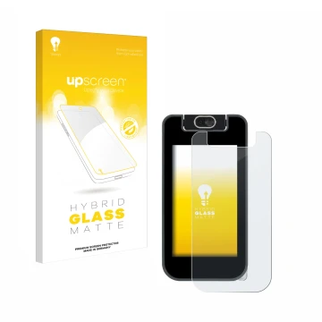 Vorderseite einer Produktverpackung mit dem Markenlogo upscreen. Daneben ist das Gerät Vtech KidiBuzz 3 mit dem zugehörigen Di