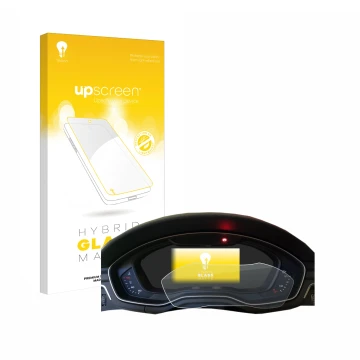 Vorderseite einer Produktverpackung mit dem Markenlogo upscreen. Daneben ist das Gerät Audi A4 B9 2017 Virtual Cockpit mit dem