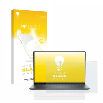 Vorderseite einer Produktverpackung mit dem Markenlogo upscreen. Daneben ist das Gerät Dell Precision 5570 Touch mit dem zugeh