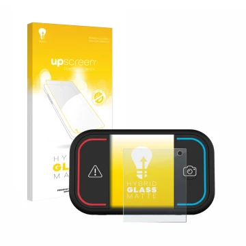 Vorderseite einer Produktverpackung mit dem Markenlogo upscreen. Daneben ist das Gerät Saphe Drive Mini mit dem zugehörigen Di