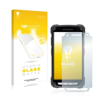 Vorderseite einer Produktverpackung mit dem Markenlogo upscreen. Daneben ist das Gerät Janam XT3 mit dem zugehörigen Displaysc