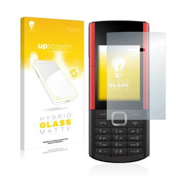 Vorderseite einer Produktverpackung mit dem Markenlogo upscreen. Daneben ist das Gerät Nokia 5710 XA mit dem zugehörigen Displ