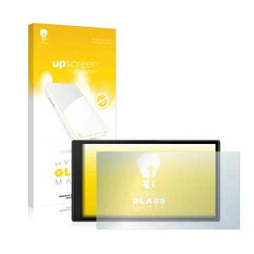 Vorderseite einer Produktverpackung mit dem Markenlogo upscreen. Daneben ist das Gerät Garmin DriveSmart 66 mit dem zugehörige