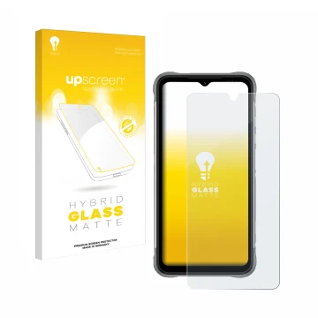 Vorderseite einer Produktverpackung mit dem Markenlogo upscreen. Daneben ist das Gerät Umidigi Bison X10 mit dem zugehörigen D