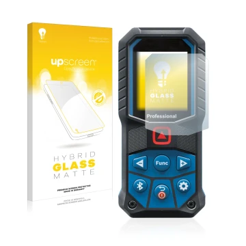 Vorderseite einer Produktverpackung mit dem Markenlogo upscreen. Daneben ist das Gerät Bosch GLM 50-27 C mit dem zugehörigen D