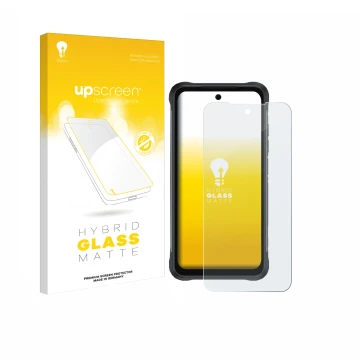 Vorderseite einer Produktverpackung mit dem Markenlogo upscreen. Daneben ist das Gerät Umidigi Bison 2 Pro mit dem zugehörigen