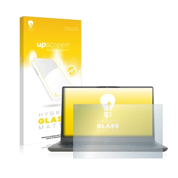 Vorderseite einer Produktverpackung mit dem Markenlogo upscreen. Daneben ist das Gerät Fujitsu Lifebook U7411 mit dem zugehöri