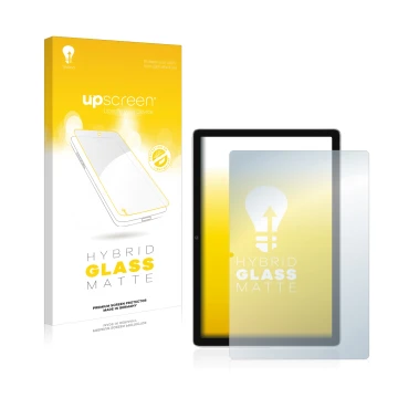 Vorderseite einer Produktverpackung mit dem Markenlogo upscreen. Daneben ist das Gerät Blackview Tab 13 mit dem zugehörigen Di