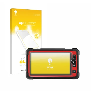 Vorderseite einer Produktverpackung mit dem Markenlogo upscreen. Daneben ist das Gerät Launch X-431 CRP919E mit dem zugehörige