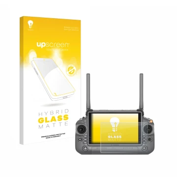 Vorderseite einer Produktverpackung mit dem Markenlogo upscreen. Daneben ist das Gerät DJI RC Plus mit dem zugehörigen Display