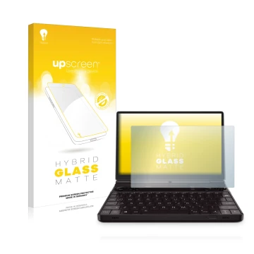 Vorderseite einer Produktverpackung mit dem Markenlogo upscreen. Daneben ist das Gerät GPD Win Max 2 mit dem zugehörigen Displ