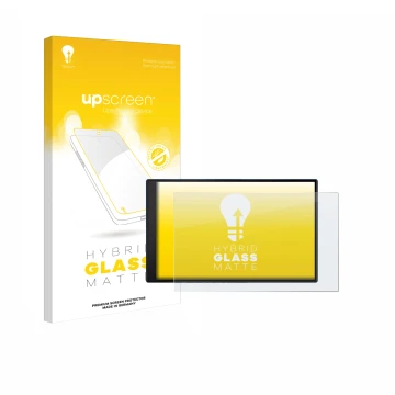 Vorderseite einer Produktverpackung mit dem Markenlogo upscreen. Daneben ist das Gerät Garmin DriveSmart 86 mit dem zugehörige