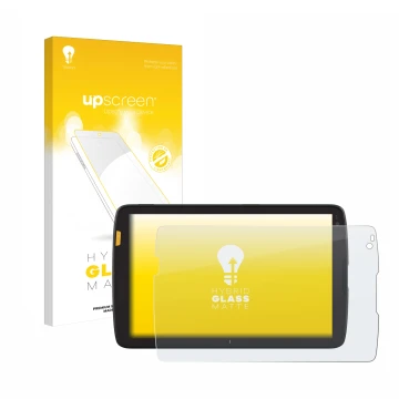 Vorderseite einer Produktverpackung mit dem Markenlogo upscreen. Daneben ist das Gerät Zebra ET45 8