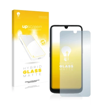 Vorderseite einer Produktverpackung mit dem Markenlogo upscreen. Daneben ist das Gerät Doro 8100 PLUS mit dem zugehörigen Disp