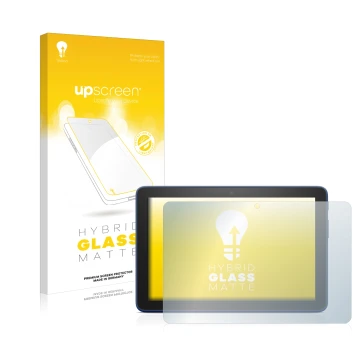 Vorderseite einer Produktverpackung mit dem Markenlogo upscreen. Daneben ist das Gerät Amazon Fire HD 8 Plus 2022 mit dem zuge