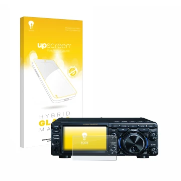 Vorderseite einer Produktverpackung mit dem Markenlogo upscreen. Daneben ist das Gerät Yaesu FT-710 mit dem zugehörigen Displa