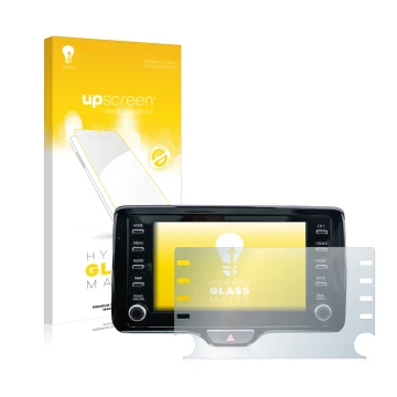 Vorderseite einer Produktverpackung mit dem Markenlogo upscreen. Daneben ist das Gerät Toyota Yaris Cross 8