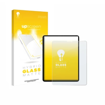 Vorderseite einer Produktverpackung mit dem Markenlogo upscreen. Daneben ist das Gerät Apple iPad Pro 12.9