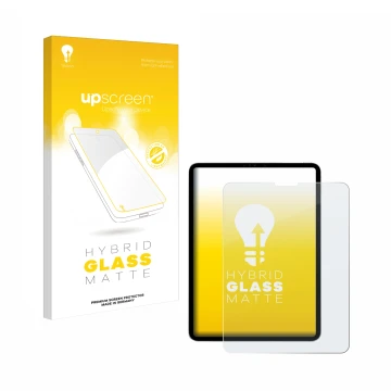 Vorderseite einer Produktverpackung mit dem Markenlogo upscreen. Daneben ist das Gerät Apple iPad Pro 11