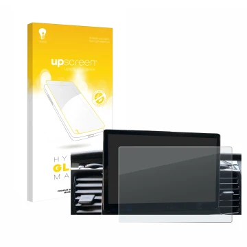 Vorderseite einer Produktverpackung mit dem Markenlogo upscreen. Daneben ist das Gerät Ford Transit SYNC 4 mit dem zugehörigen