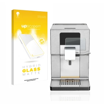 Vorderseite einer Produktverpackung mit dem Markenlogo upscreen. Daneben ist das Gerät Krups Intuition Experience+ EA877D10 mi